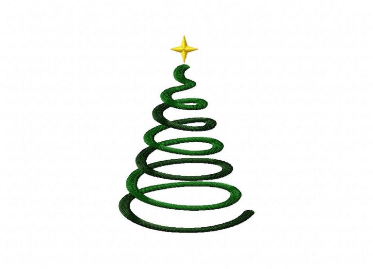 Swirly Abstract Holiday Tree Machine Embroidery Design Daily Embroidery