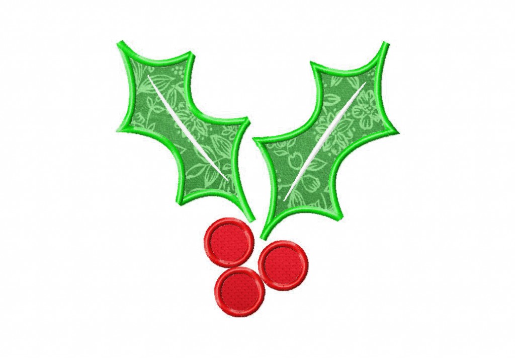 Free Christmas Holly Machine Embroidery Design Includes Both Applique ...