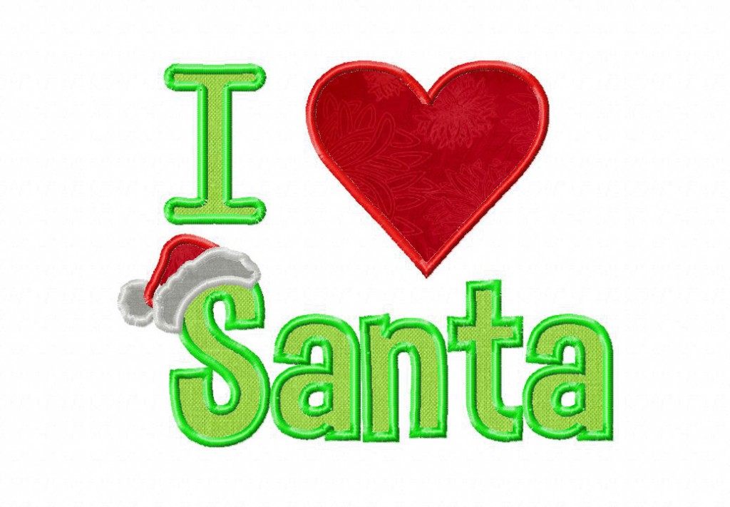 I Heart Santa Machine Embroidery Design Includes Both Applique and ...