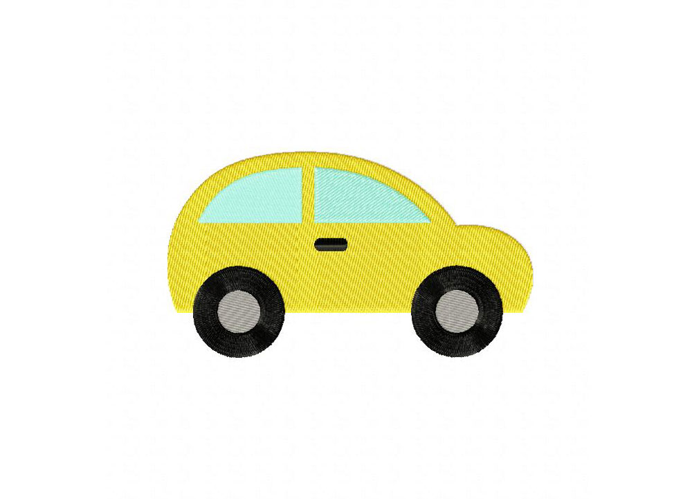 Tiny Car Yellow Includes Both Applique and Stitched – Daily Embroidery