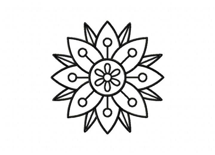 Layered Flower Doodle Outline Machine Embroidery Design – Daily Embroidery