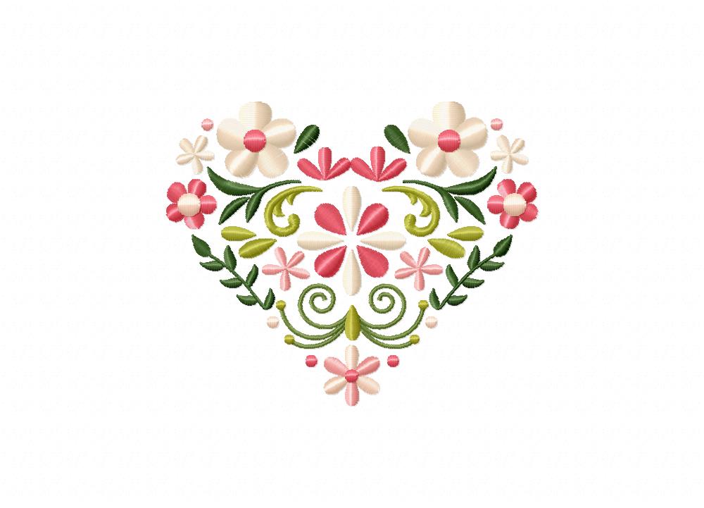 Spring Flower Heart Pink Machine Embroidery Design – Daily Embroidery