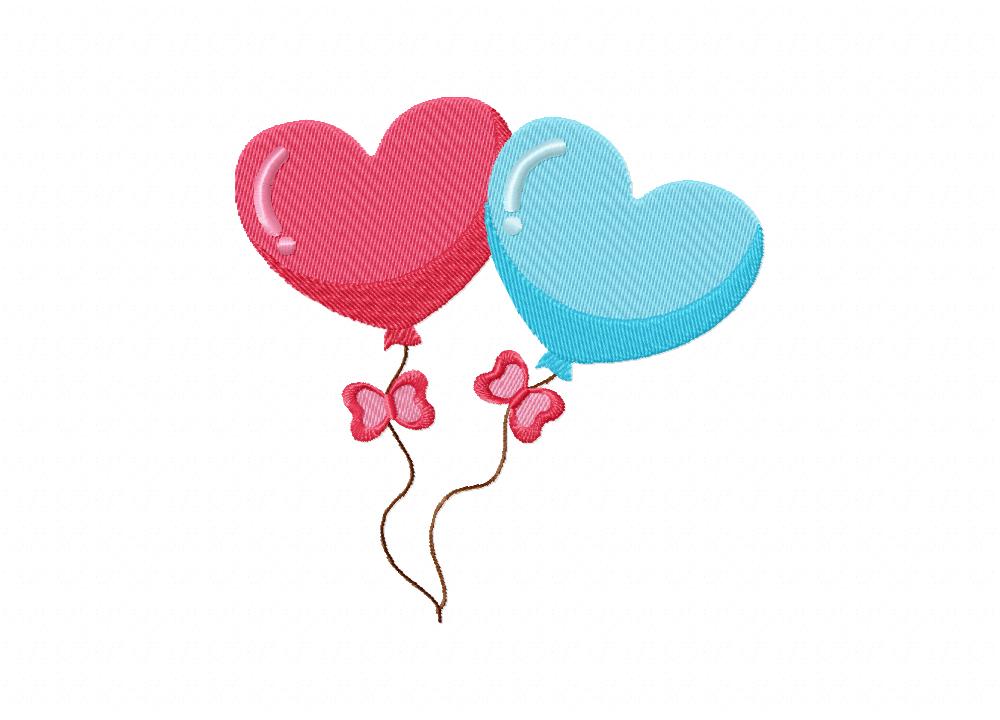 Valentine Heart Balloon Includes both Applique and Stitch