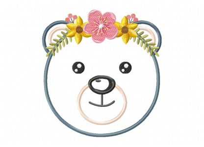 Delicate Floral In Bear’s Head Includes both Applique and Stitch ...