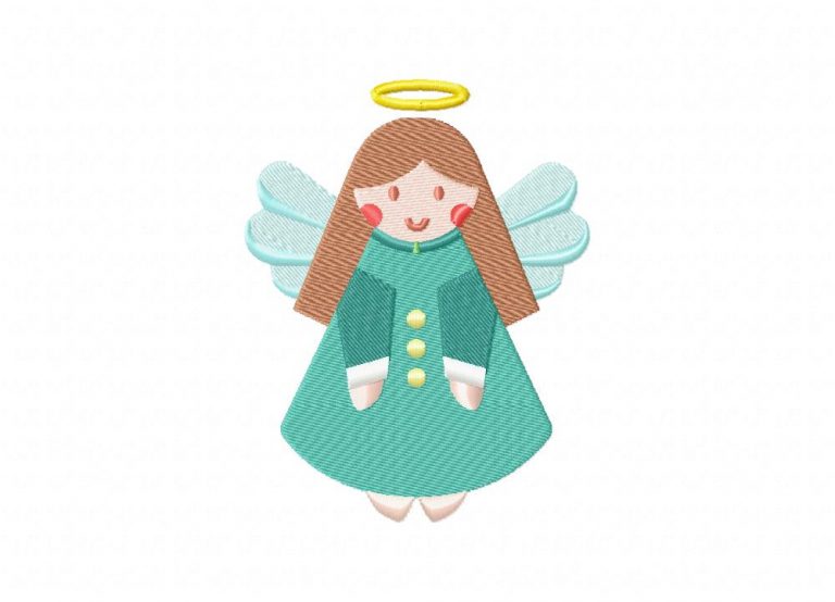 Brunette Hair Christmas Angel Embroidery Design – Daily Embroidery