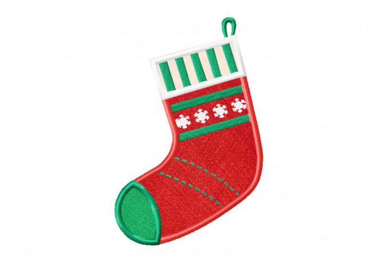Red Christmas Sock Embroidery Design – Daily Embroidery