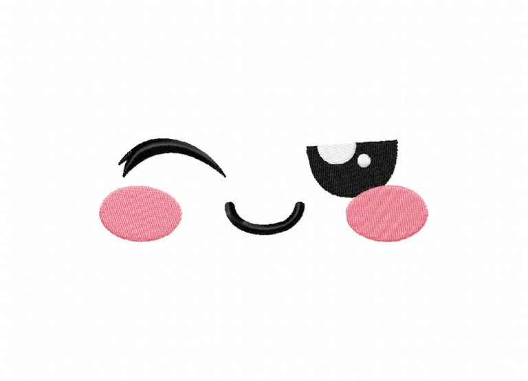 Kawaii Emoticons Wink Embroidery Design – Daily Embroidery