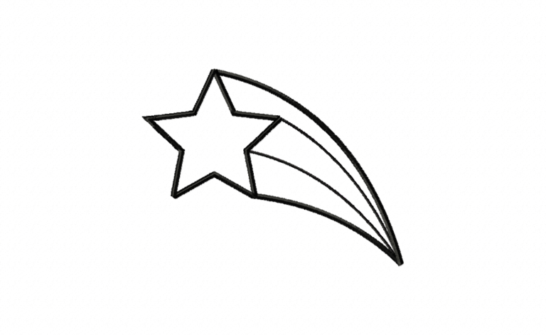 Shooting Star Outline Stitched Embroidery Design – Daily Embroidery