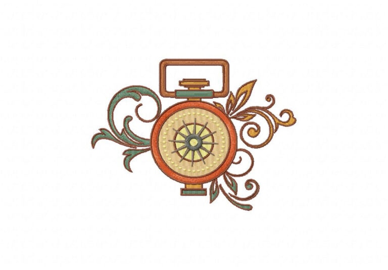 Steampunk Compass Stitched Embroidery Design – Daily Embroidery