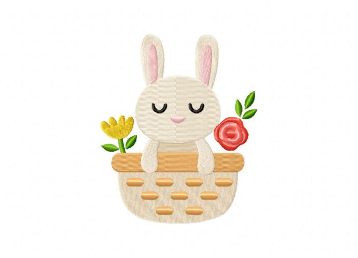 FREE Bunny Basket Stitched Embroidery Design