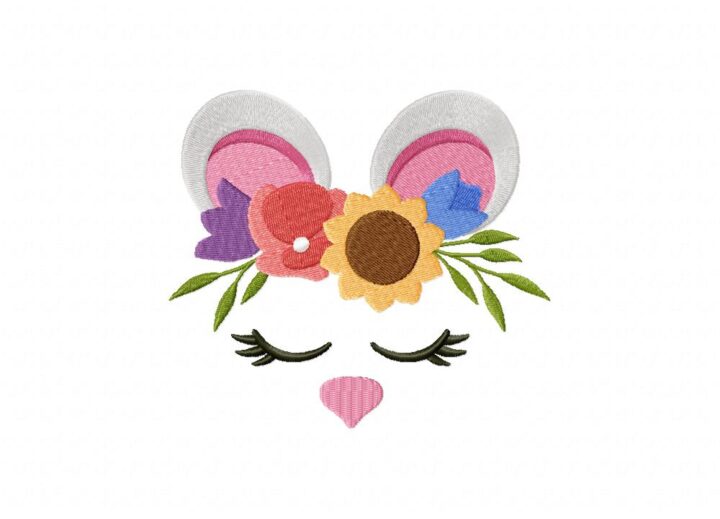 FREE Floral Fauna Mouse Stitched Embroidery Design