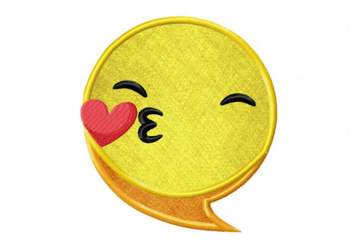 Chat Emoticon Kiss Stitched and Appliqué Embroidery Design