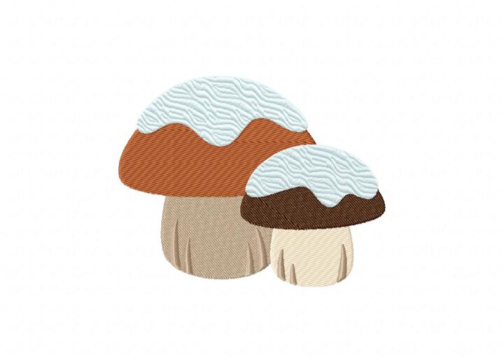 Snow Capped Mushroom Stitched Embroidery Design