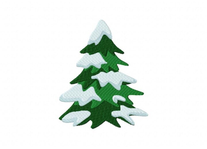 Snow Capped Pine Tree Stitched Embroidery Design