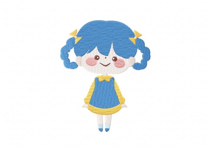 Baby Blue Girl Character Stitched Embroidery Design