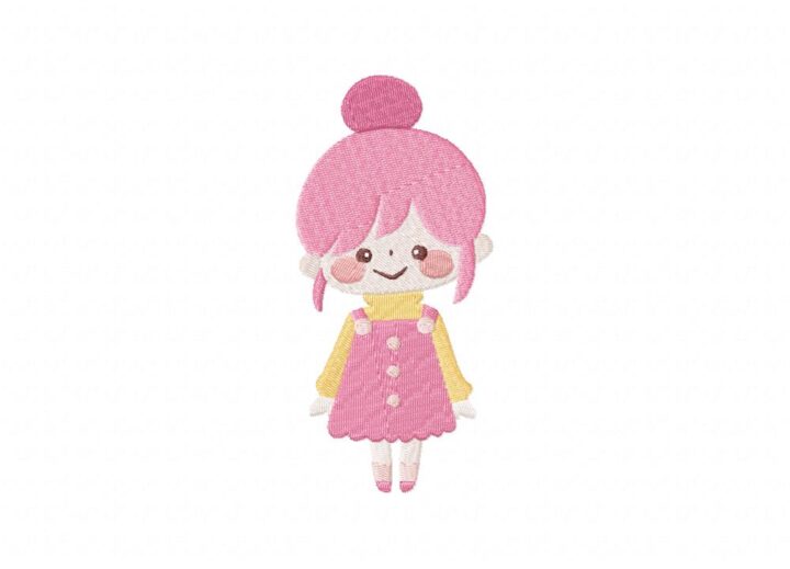 Baby Pink Girl Character Stitched Embroidery Design