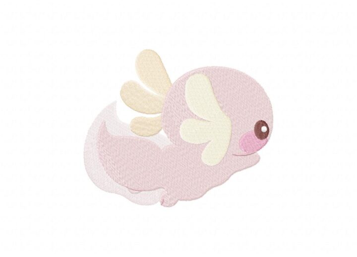 Light Pink Axolotl Stitched Embroidery Design