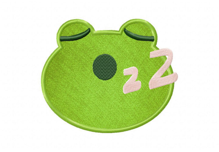 Sleeping Frog Stitched and Appliqué Embroidery Design