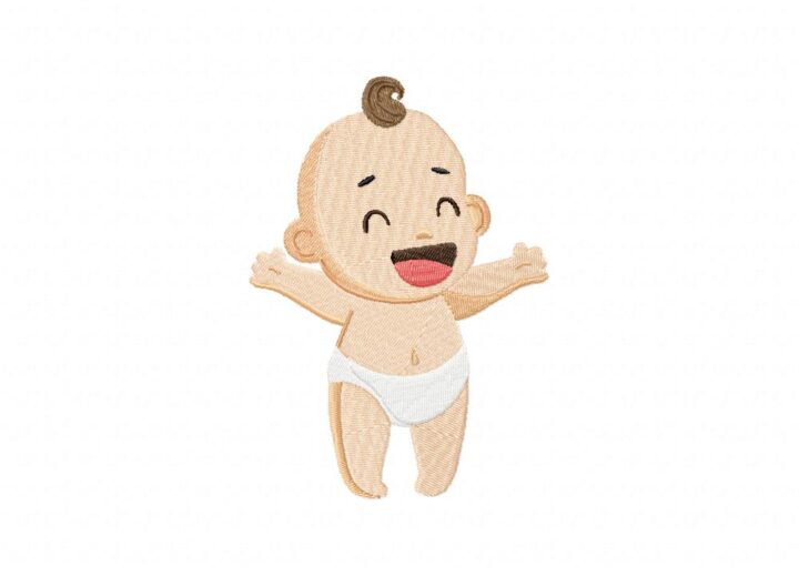 Standing Cute Baby Stitched Embroidery Design