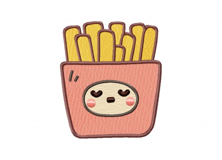 Kawaii Fries Stitched Embroidery Design